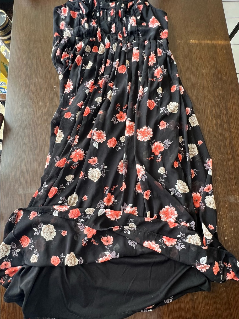Torrid 2X Black Floral Chiffon Maxi Dress Size Sleeveless Pleated Lined Boho - Picture 4 of 9